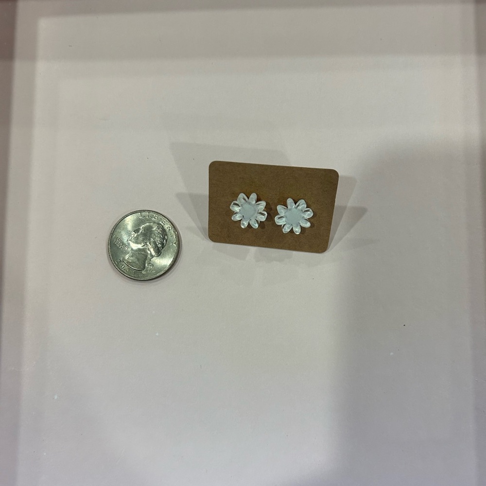 White Flower Stud Earrings